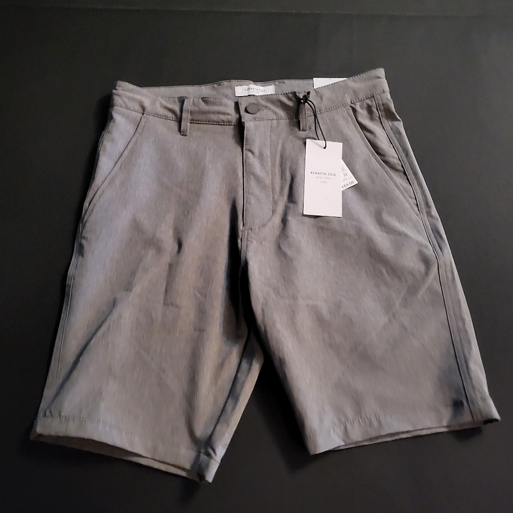 Mens Kenneth Cole Tech Short 32 In Shorts 9 In Inseam Grey